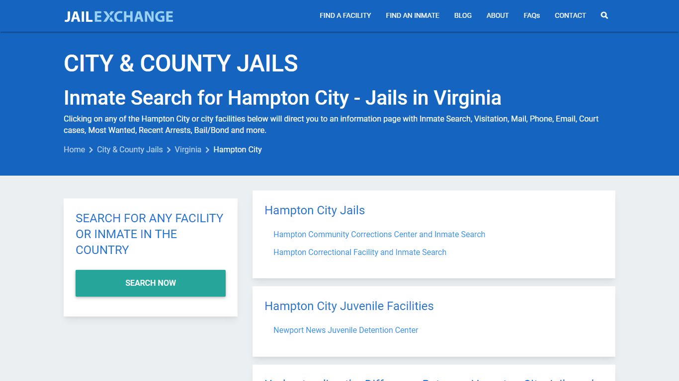 Inmate Search for Hampton City | Jails in Virginia - Jail Exchange